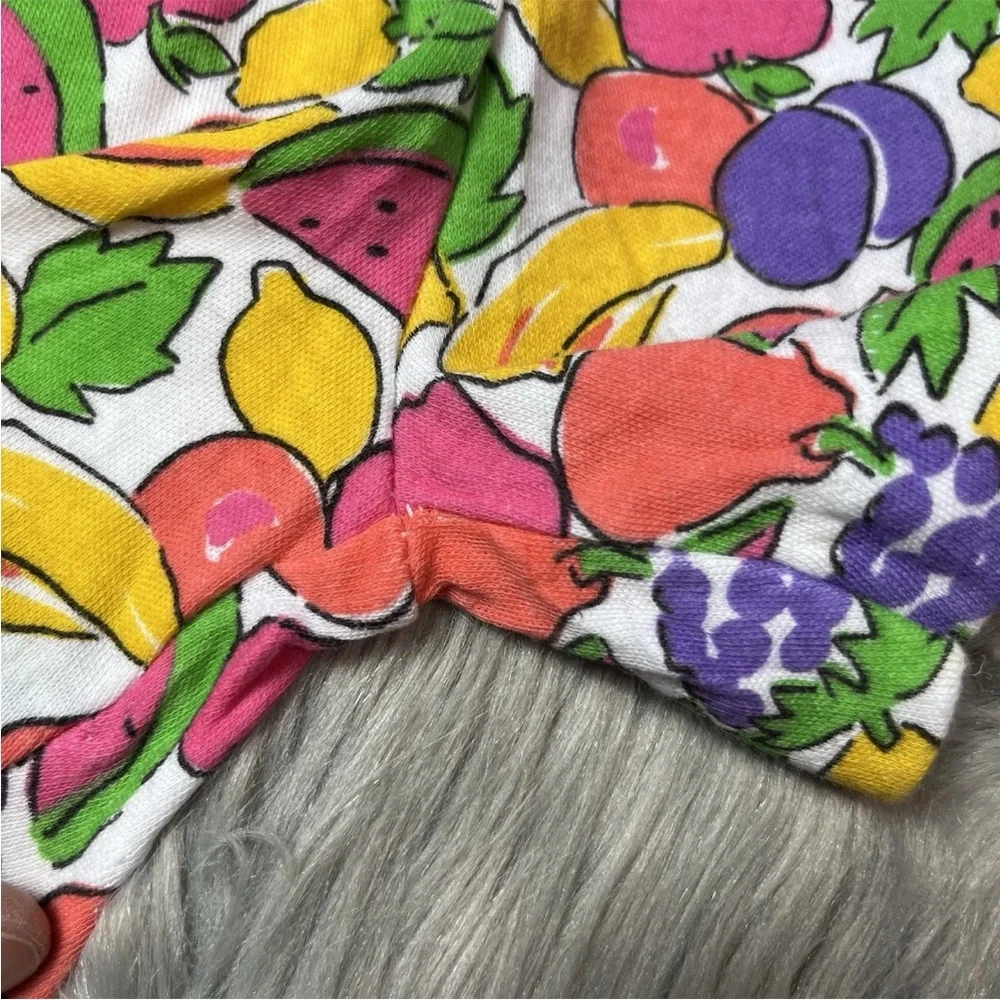 Vintage 90s Toddler Girls Fruit Print Multicolored Romper
